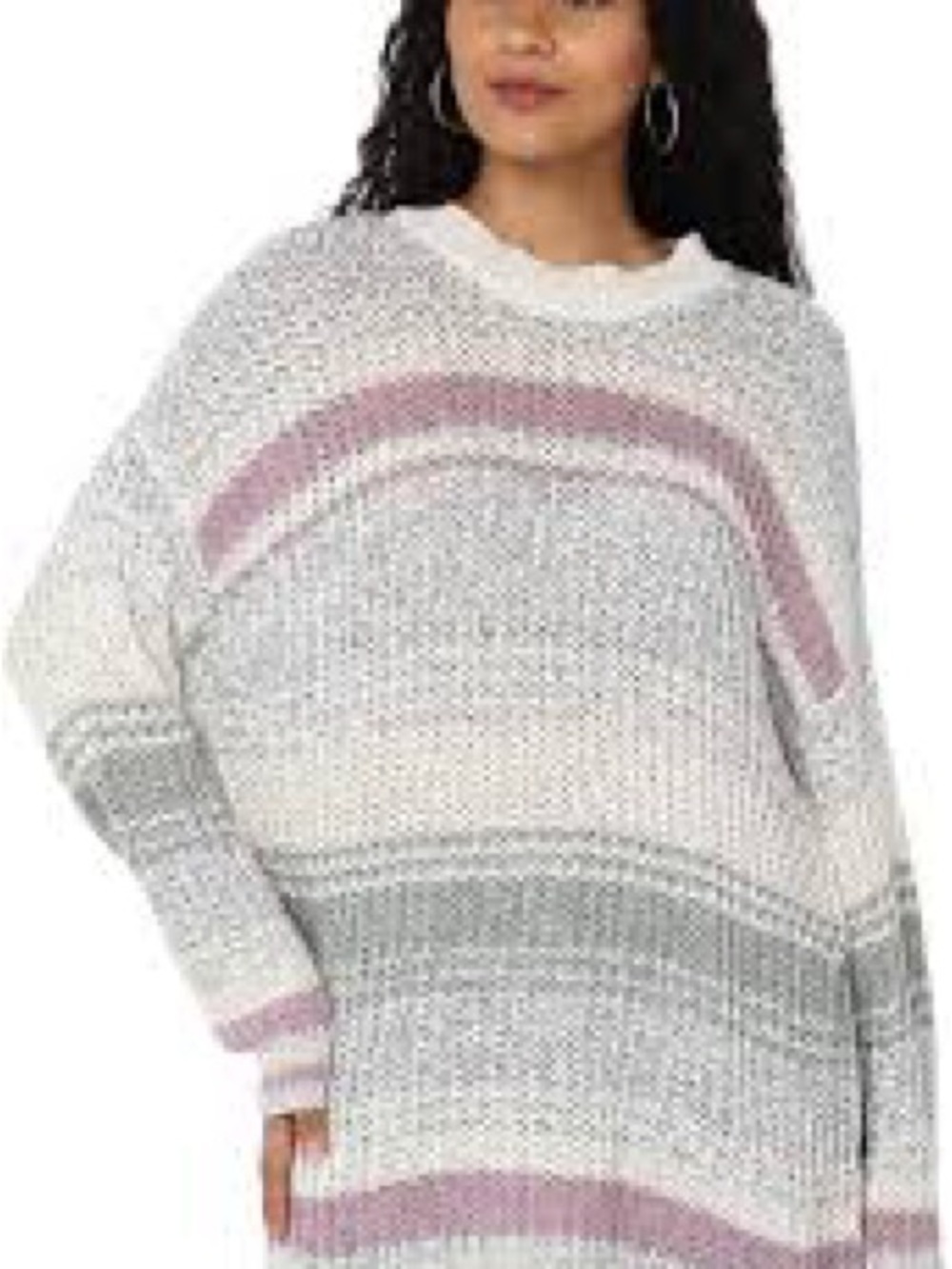 American Eagle Outfitters Cream & Gray Sweater with Dusty Pink Stripes